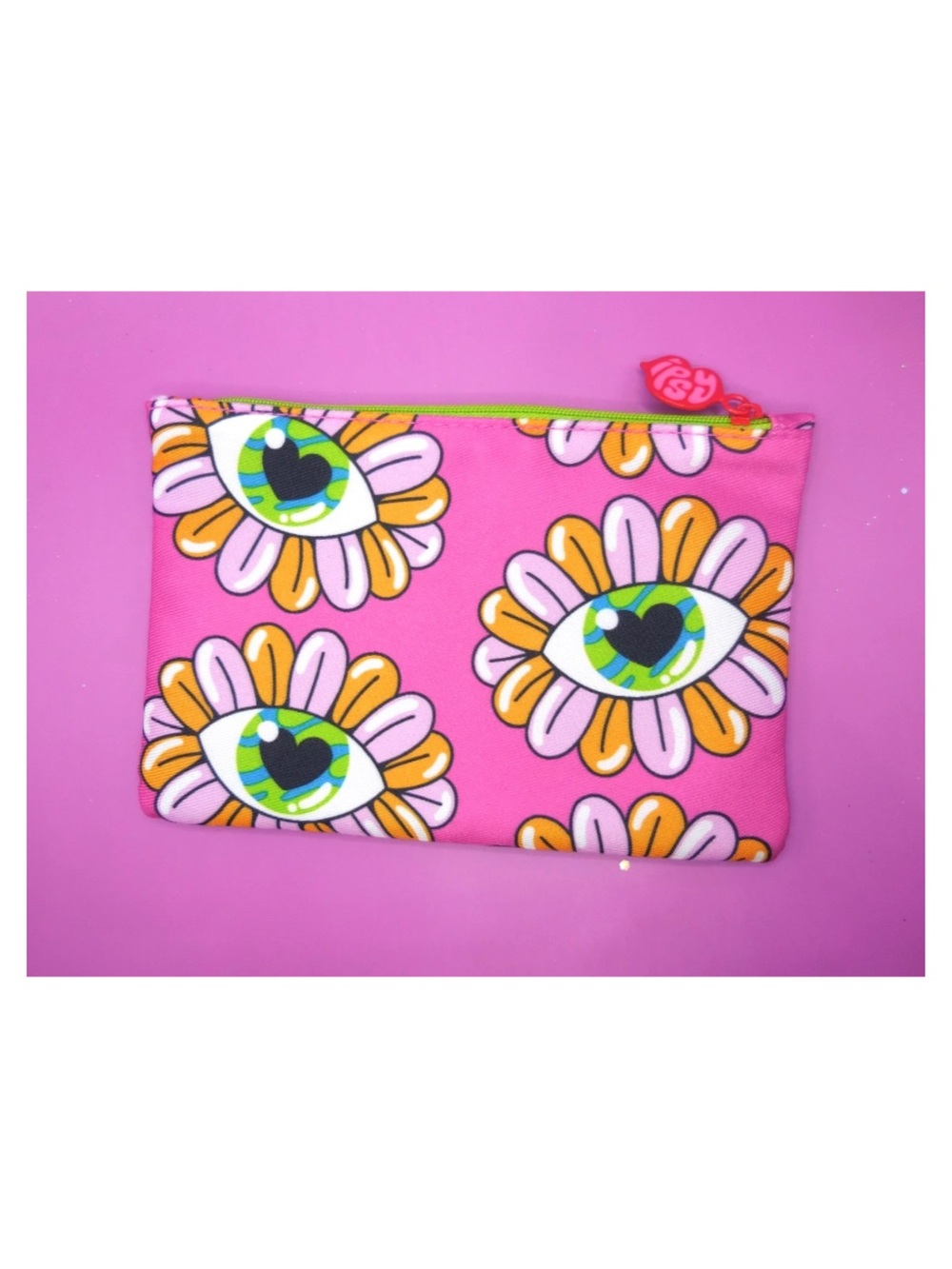 Ipsy Multicolor Floral Eye Print Makeup Bag w/Zipper Closure - 5 × 7” NEW!